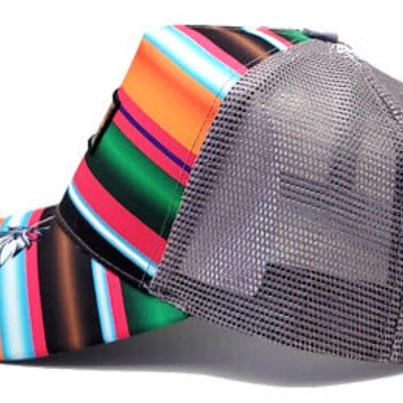 Native Pride Black Eagle Striped Feathered Mesh Snapback Hat - Picture 5 of 7